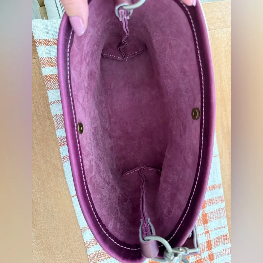 Salish Leathercraft Purple Bucket Bag - Picture 4 of 8